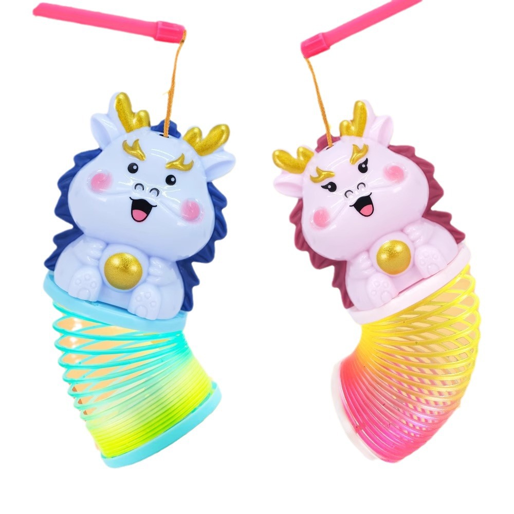 Dragon Year Rainbow ring hand-held lantern, luminous plastic spring ring, elastic ring stacking fun, Lantern Festival children's toy gift Item Picture