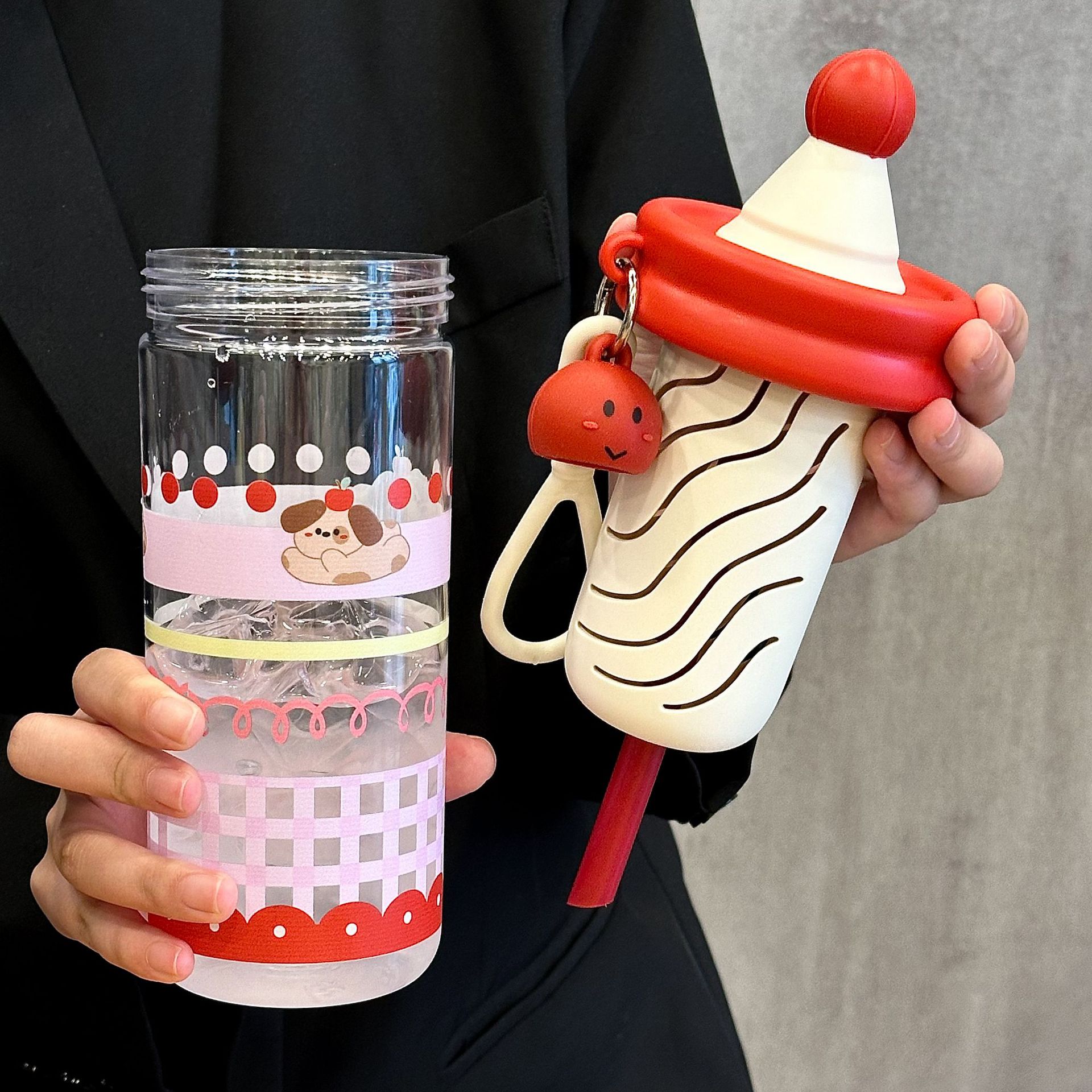 Summer large-capacity straw cup, Tritan high-temperature resistant and shockproof plastic cup, portable high appearance level water cup, girls' cup details Picture