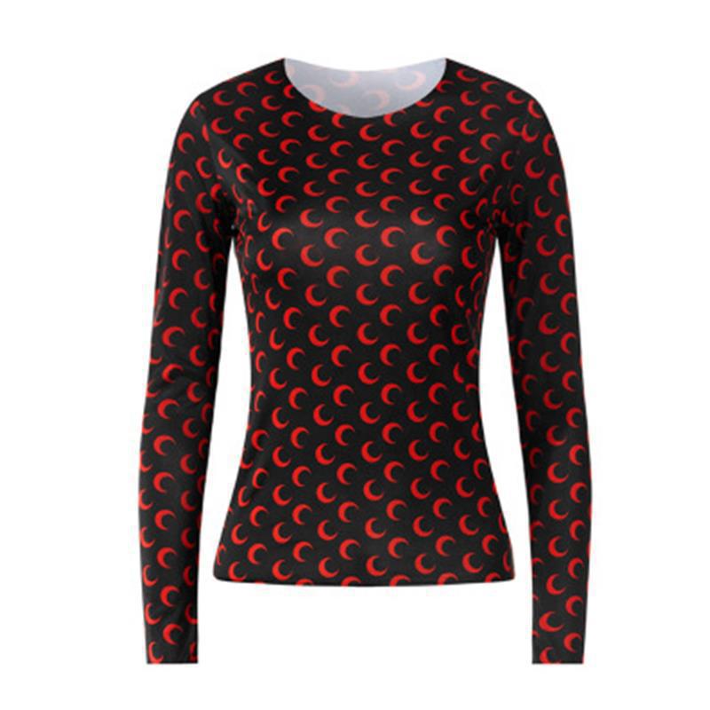 Amazon Cross-border printed long-sleeved round-neck slimming base layer 2025 Application Scenario