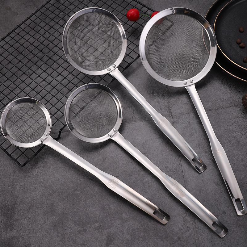 304不锈钢漏勺燕窝网漏豆浆过滤油格烘焙面粉筛厨房隔油勺笊篱