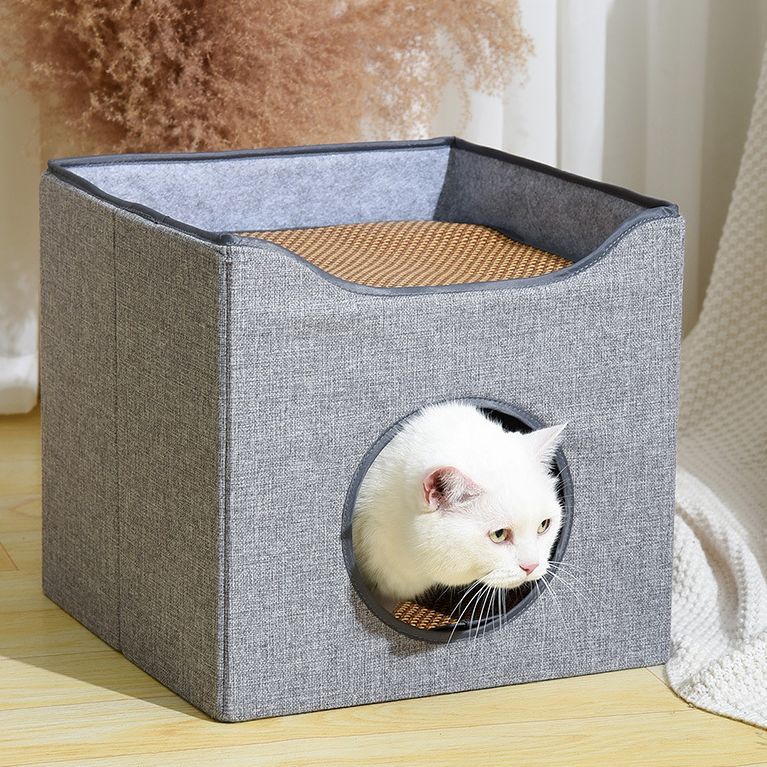 猫窝冬季保暖可折叠全封闭宠物窝圆形多层四季通用大号可拆洗猫屋