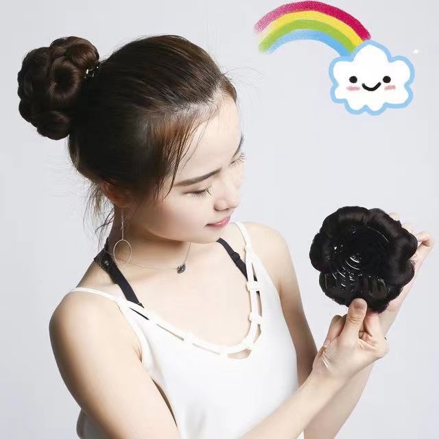 Bun head wig, women's grab clip, nine-flower false hair bag, women's updo, flower bud head, bride's head flower updo device details Picture