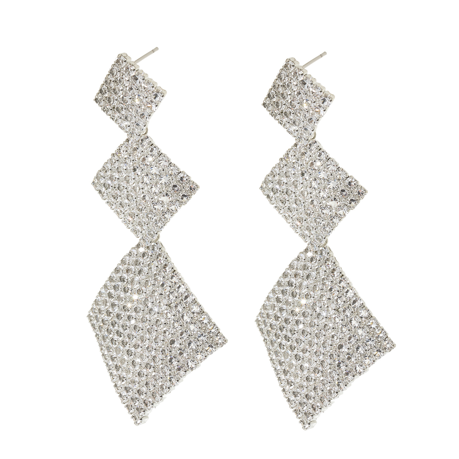 Amazon's best-selling square earrings with a full diamond design sense, cross-border high-end geometric pendant water diamond earrings wholesale Application Scenario