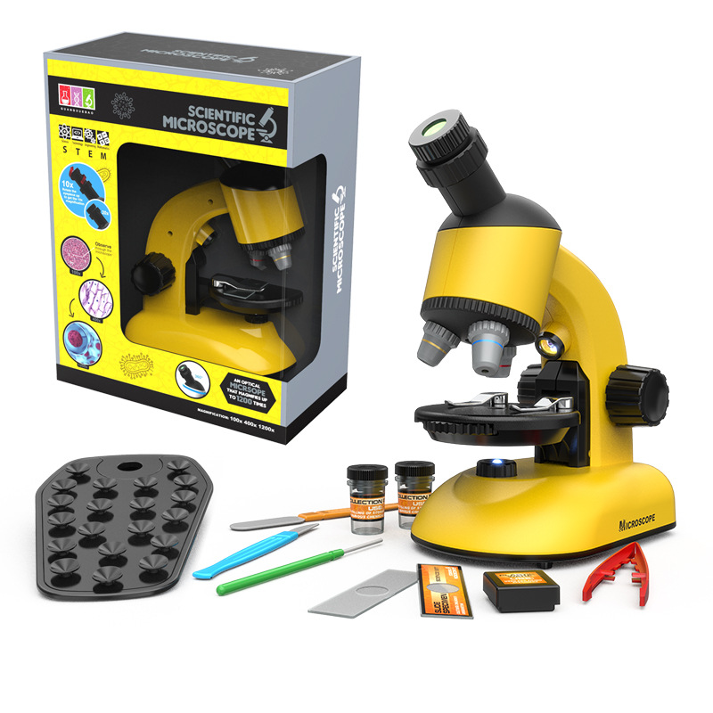 批发1100小型儿童学生专用光学显微镜益智科学实验1200倍高清高倍白底实物图