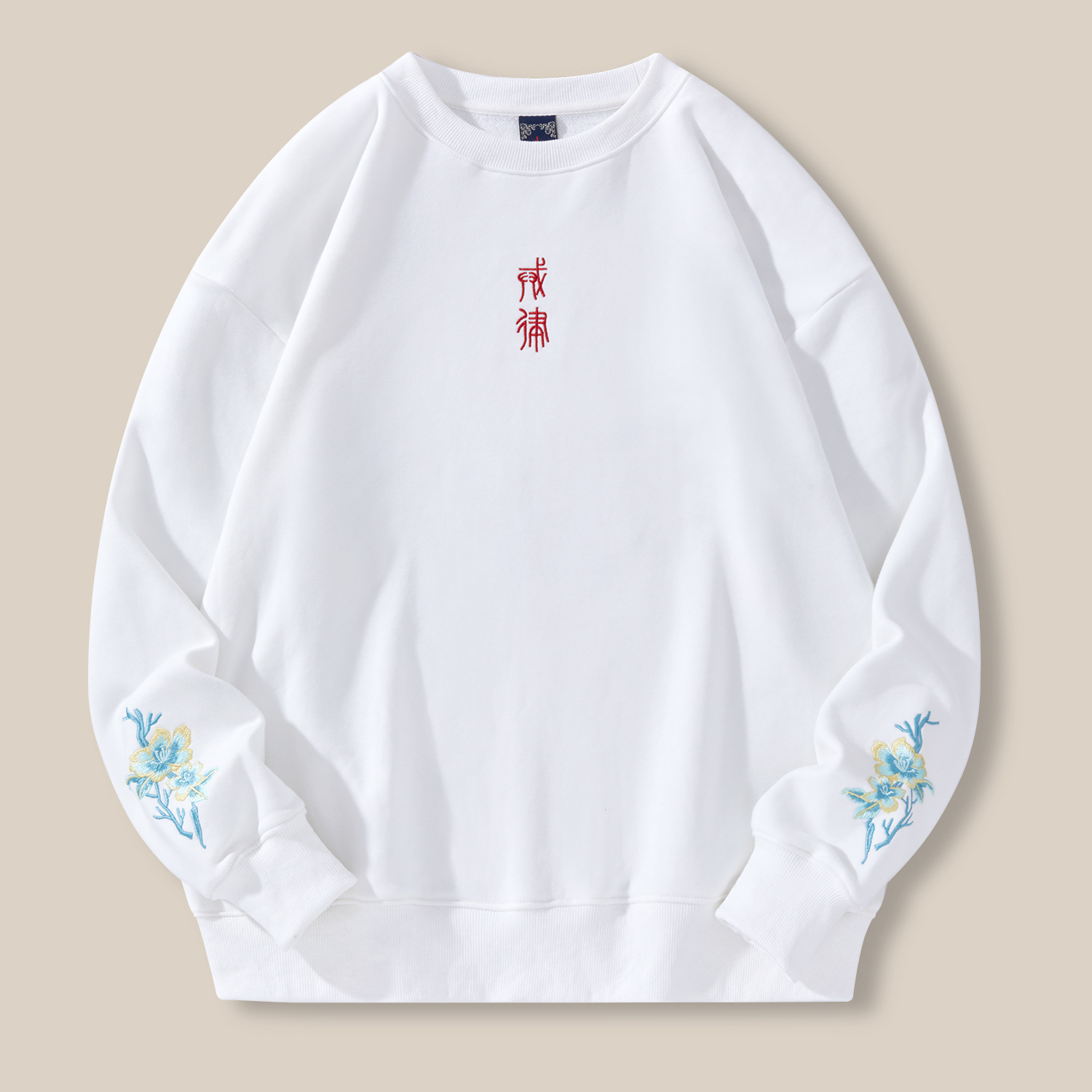 Qilin Heavy Industry embroidered hoodie for men, Chinese-style pure cotton loose and trendy large-sized men's coat, round-neck for young people Application Scenario