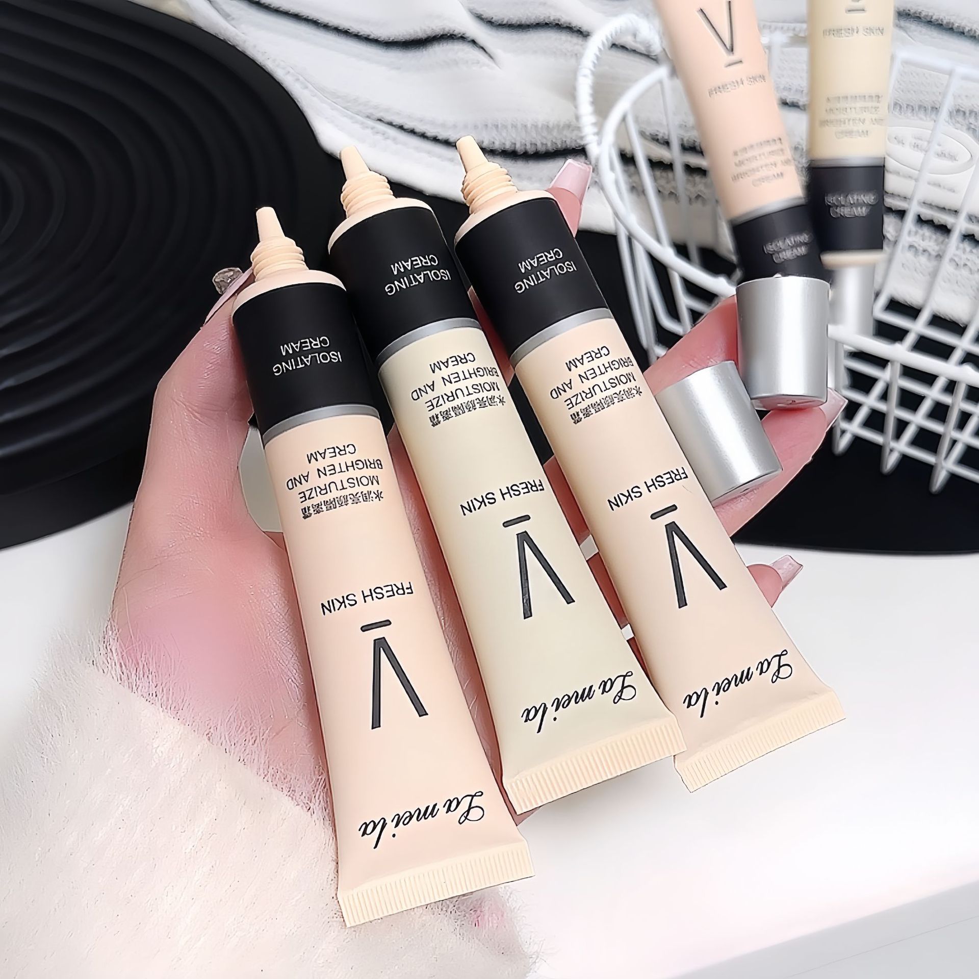 妆前乳打底/化妆品/贴贴霜/初夏堂001隔离霜/素颜霜产品图