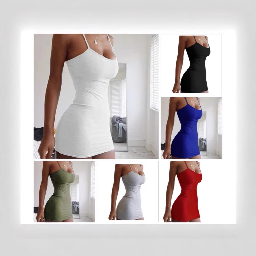 Cross-border slimming summer tight dress for women, European and American nightclub body-hugging dress, sexy halter dress, multi-color innerwear for women Specification image