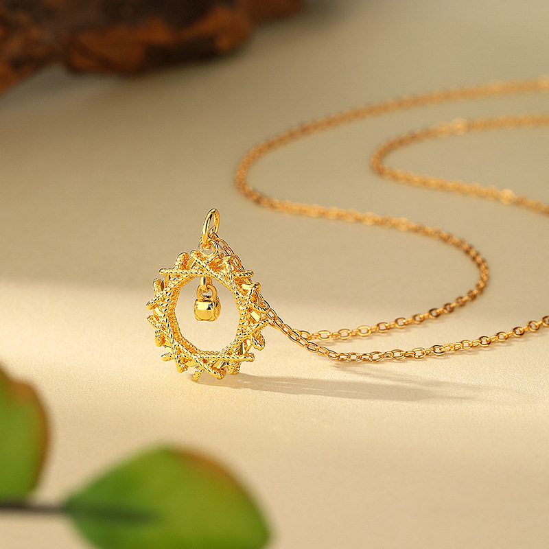 Fashion Dream Weaving Network Mobius pendant Sand Gold Necklace Set Chain Light Luxury Exquisite copper gold-plated jewelry wholesale Totem details Picture