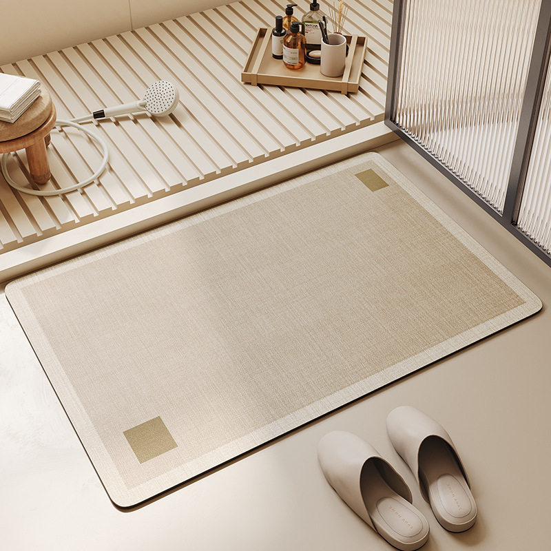 Simple Japanese-style bathroom door water-absorbing floor mat, quick-drying, anti-slip, dirt-resistant and easy-to-maintain diatom mud floor mat details Picture