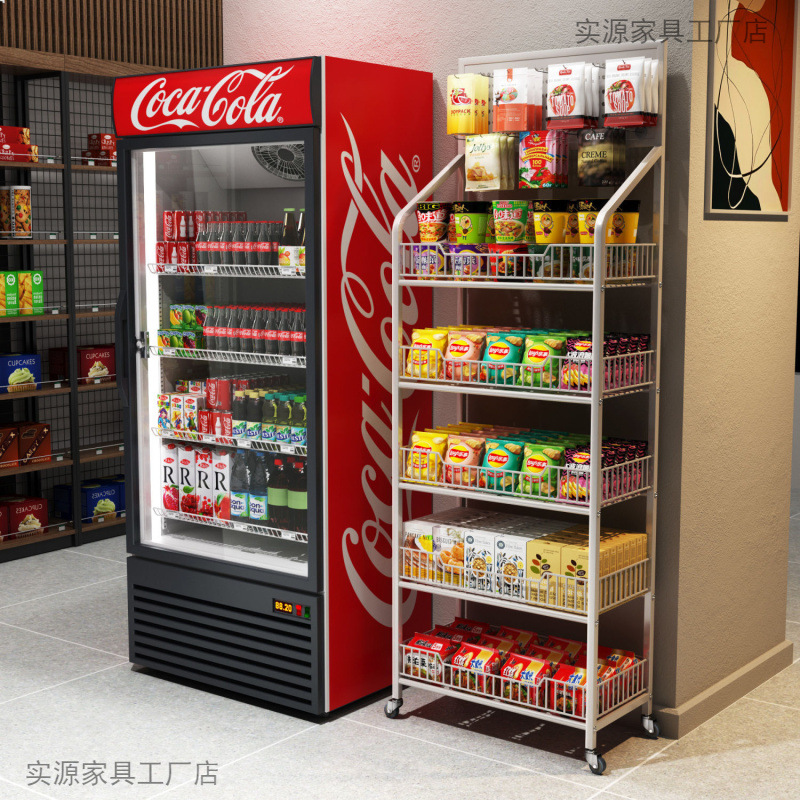 Convenience store supermarket shelves, storage racks, small store movable shelves, display racks, floor-standing multi-layer display racks Application Scenario