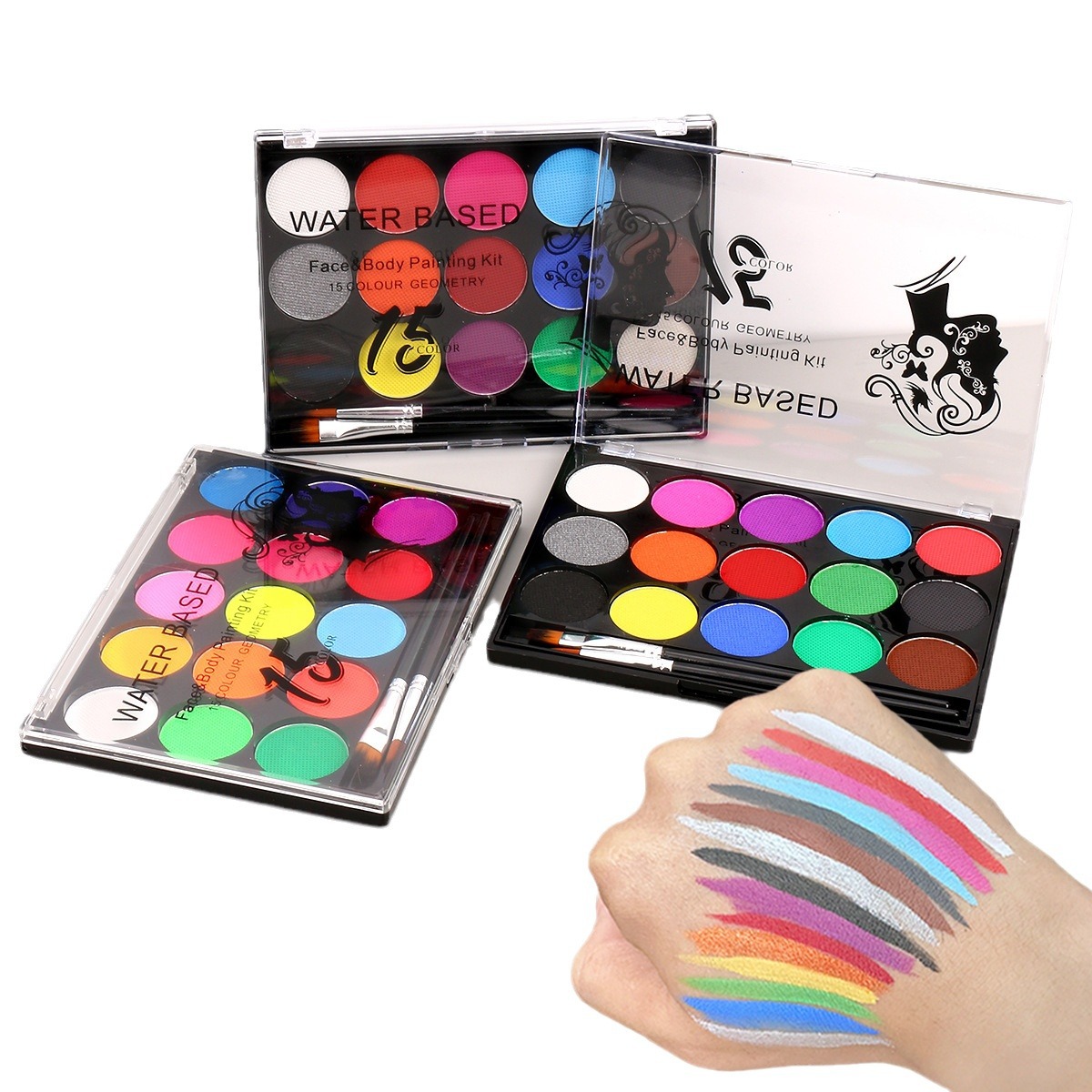 Cross-border 15-color water-soluble face color, body painting paint, model face color, Halloween face makeup, water-based face color Item Picture