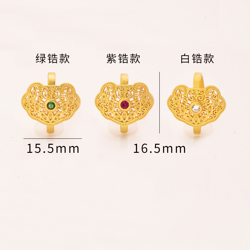 强保色沙金配件diy饰品古法金锆石如意搭扣手链手绳收尾连接扣产品图