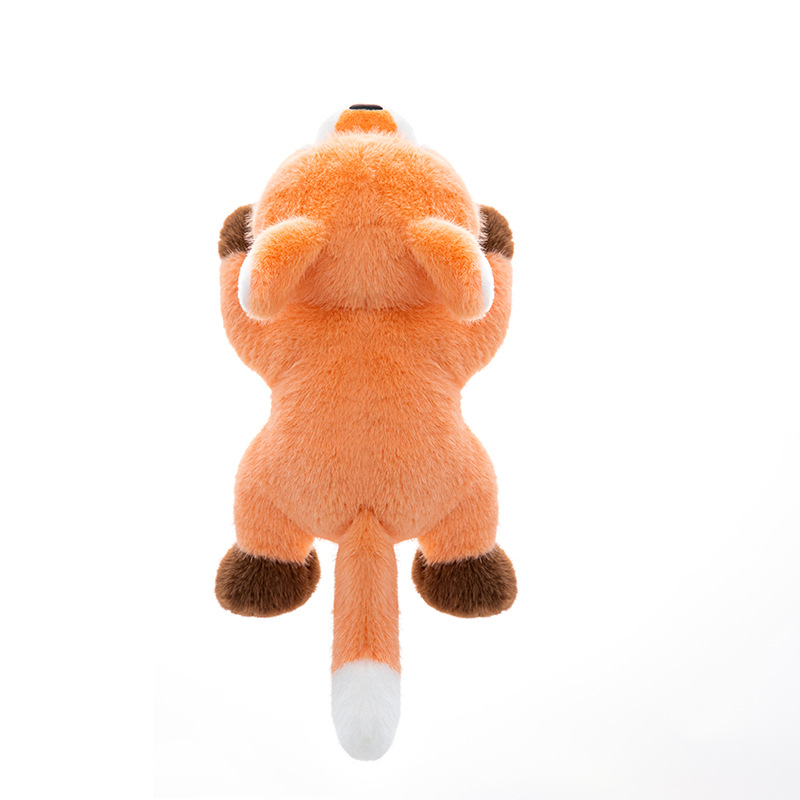 爆款可爱趴姿狐狸仿真动物跨境内带颗粒毛绒玩具公仔礼物玩偶批发白底实物图