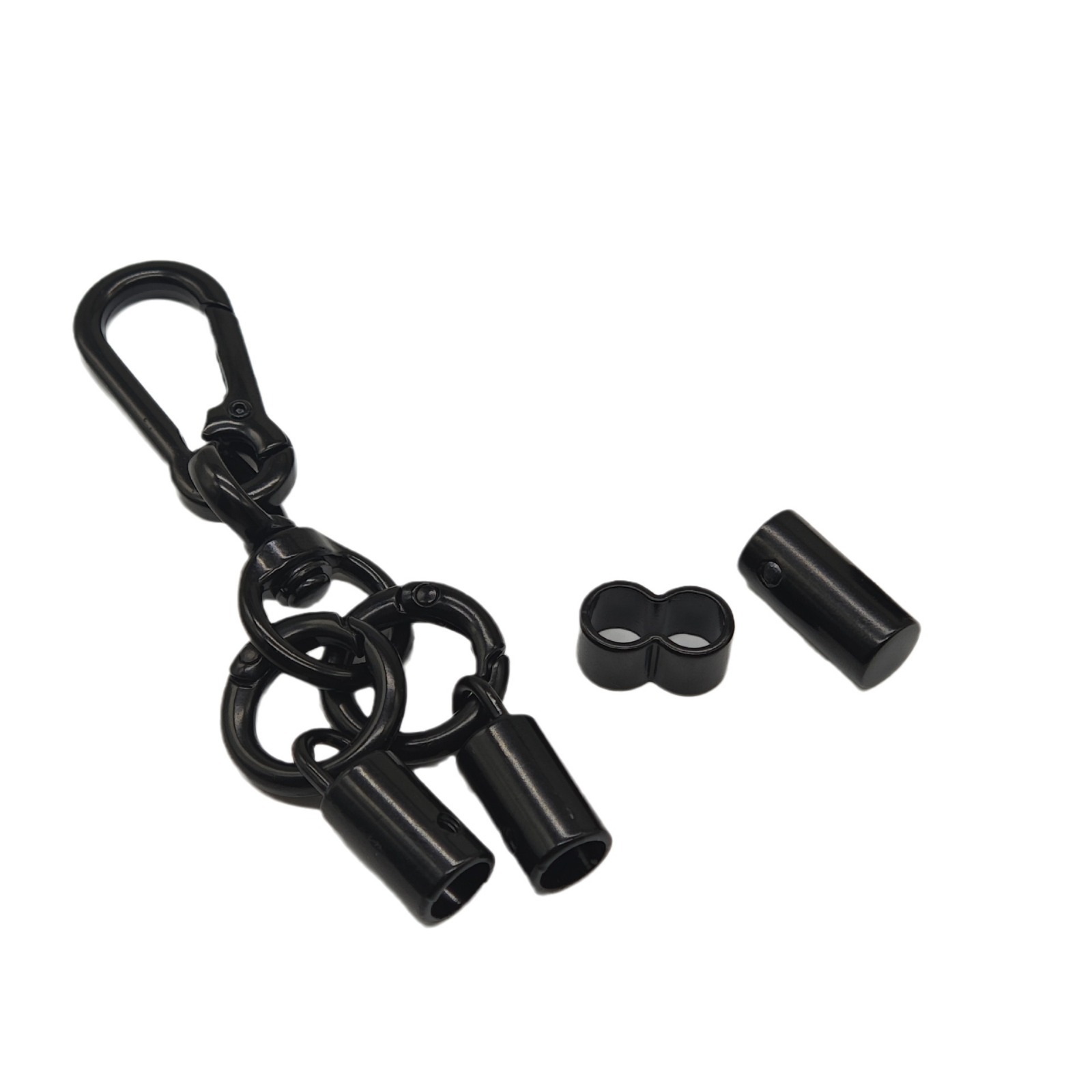 Bag and mobile phone lanyard, electrophoretic black bell hook buckle set, wrist diagonal cross rope, hardware spring ring combination hanging piece Item Picture