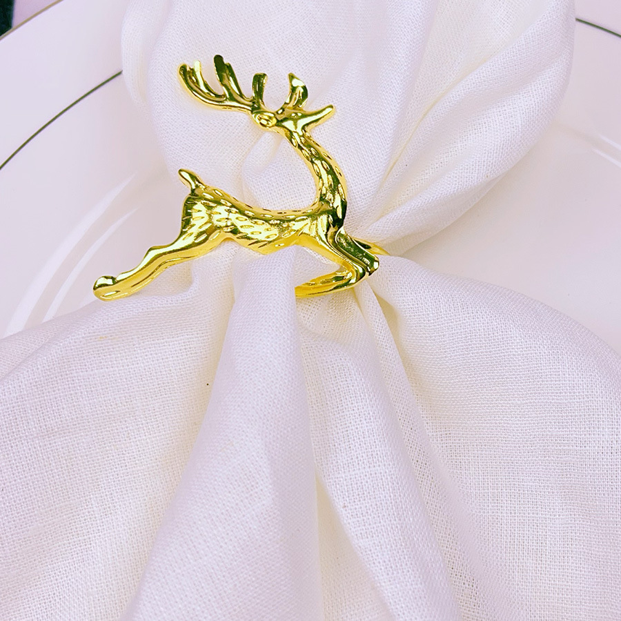 Cross-border Christmas reindeer napkin ring Hotel Festival Dinner fixed buckle Alloy napkin ring Christmas series Tissue paper buckle Application Scenario