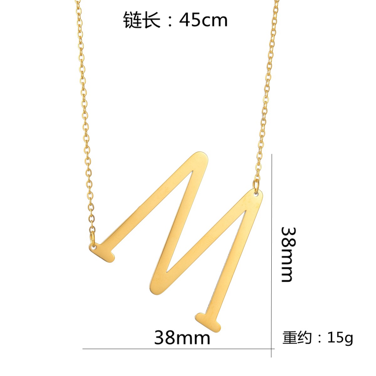 A popular cross-border supply of 26 English large letter necklaces for fashionable couple pendants in Europe and America, with one-piece consignment Item Picture