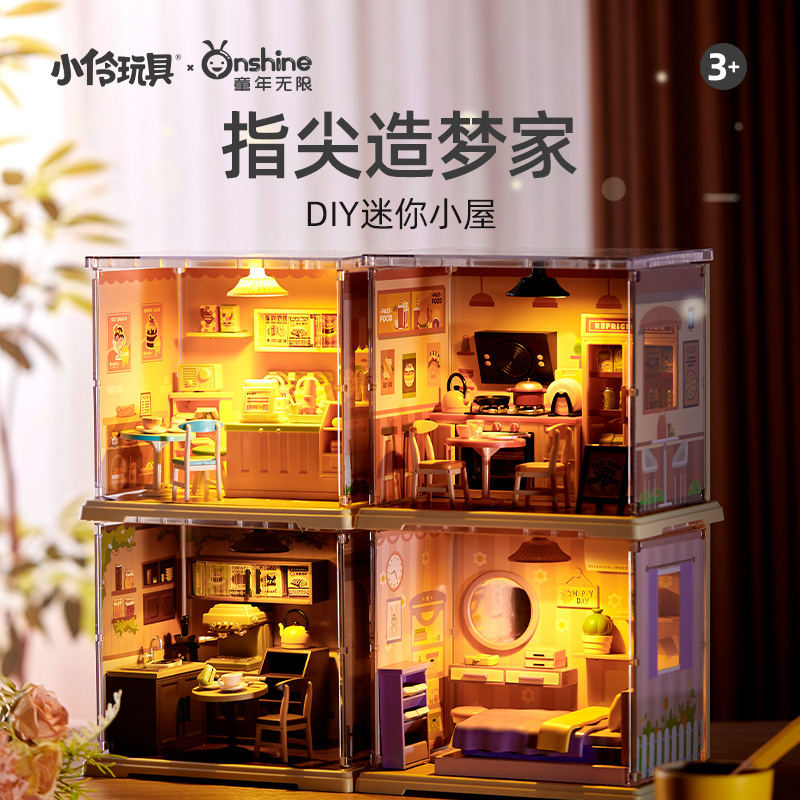 Childhood Infinite Girl diy Mini House model Coffee house Dessert Shop Handmade Assembly Little Actress toy gift