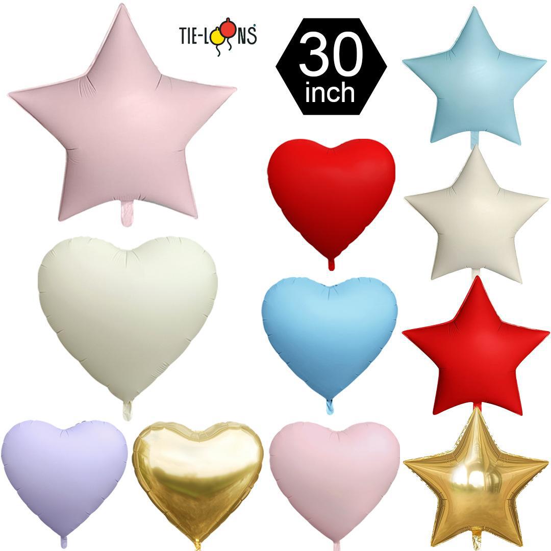跨境哑光五角星30寸铝箔球生日装饰氦飘铝膜派对批发气球