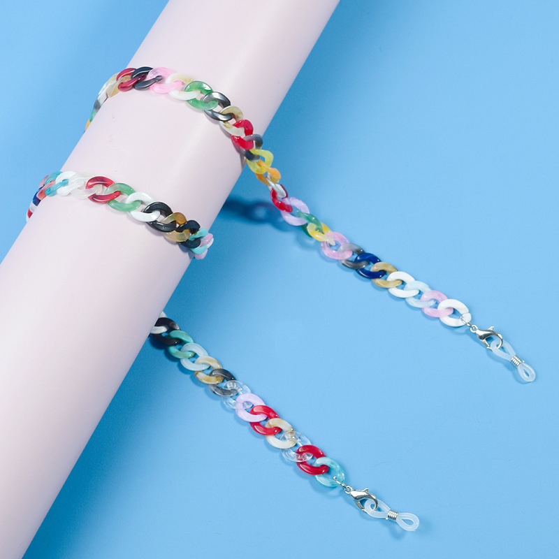 厂家直销欧美时尚简约亚克力眼镜链防丢挂脖复古手工几何元素