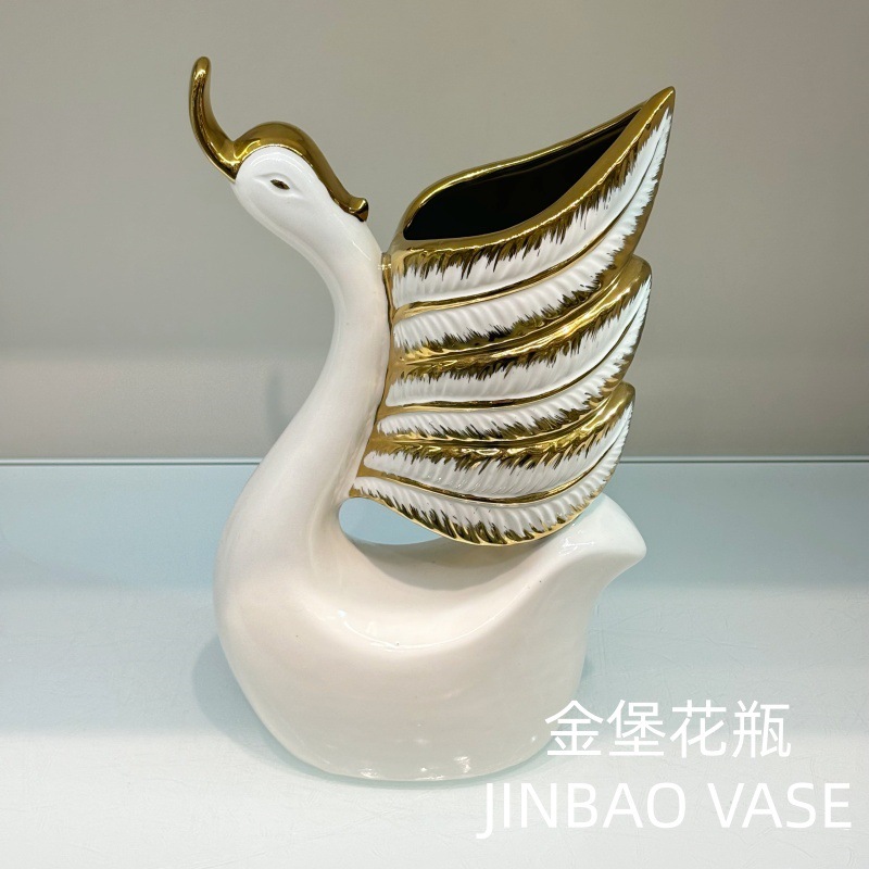 Simple and modern swan ceramic craft ornaments for home TV, wine cabinet, entrance, living room and foyer decoration Specification image