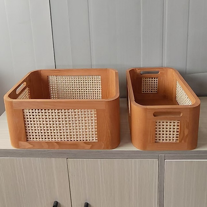 Nueva caja de almacenamiento redonda de bambú y madera trenzada cesta de almacenamiento de madera sólida home storage cosmetics tobacco storage box