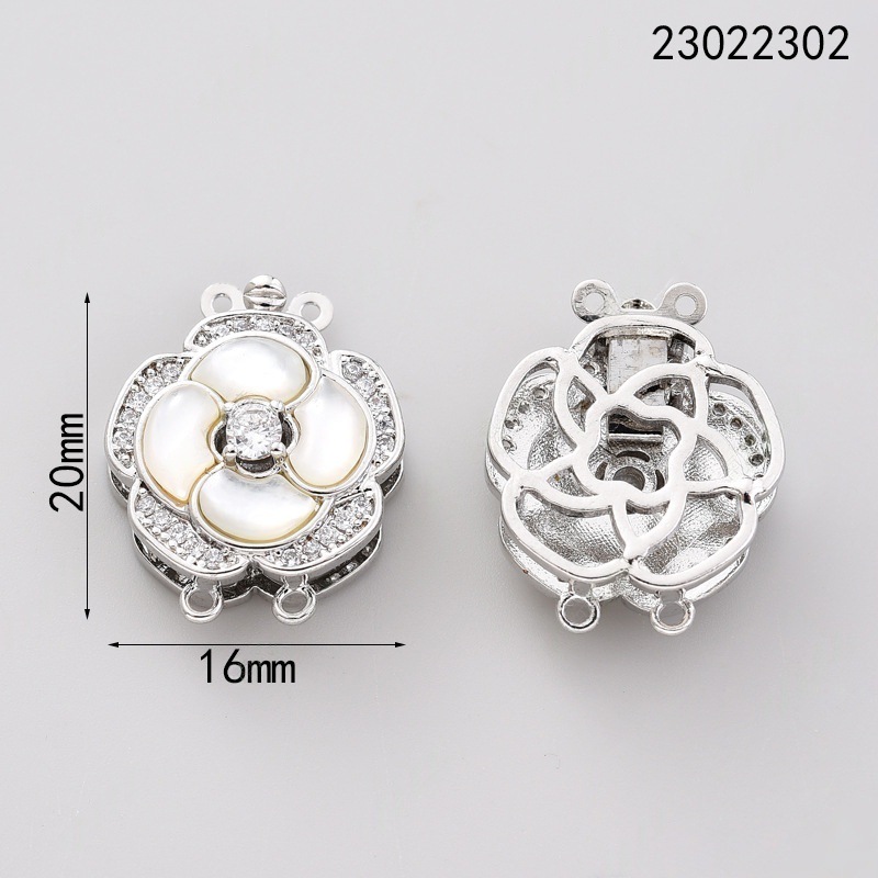 Pearl necklace buckle, single and double row pin buckle, shell camellia, handcrafted end connection buckle, sweater chain diy accessory Application Scenario