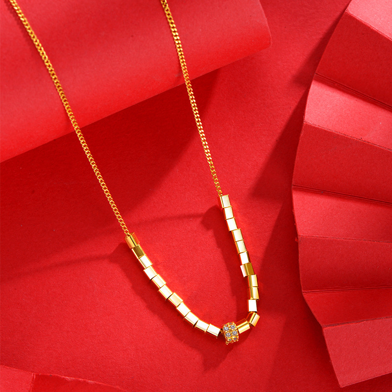 S925 Silver Small Sugar Cube Necklace, pure silver pendant, sweet diamond-encrusted, high-end, niche design, sweater chain wholesale for women details Picture