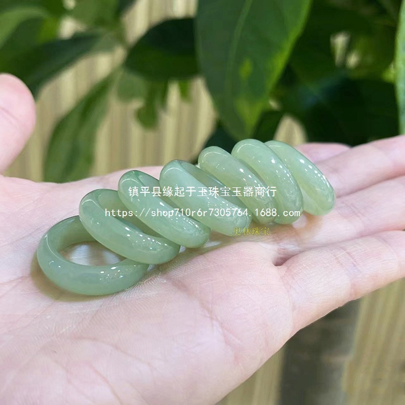 青白玉晴水指环天然老料和田玉素戒冰种玉石扳指女简约古风礼细节图