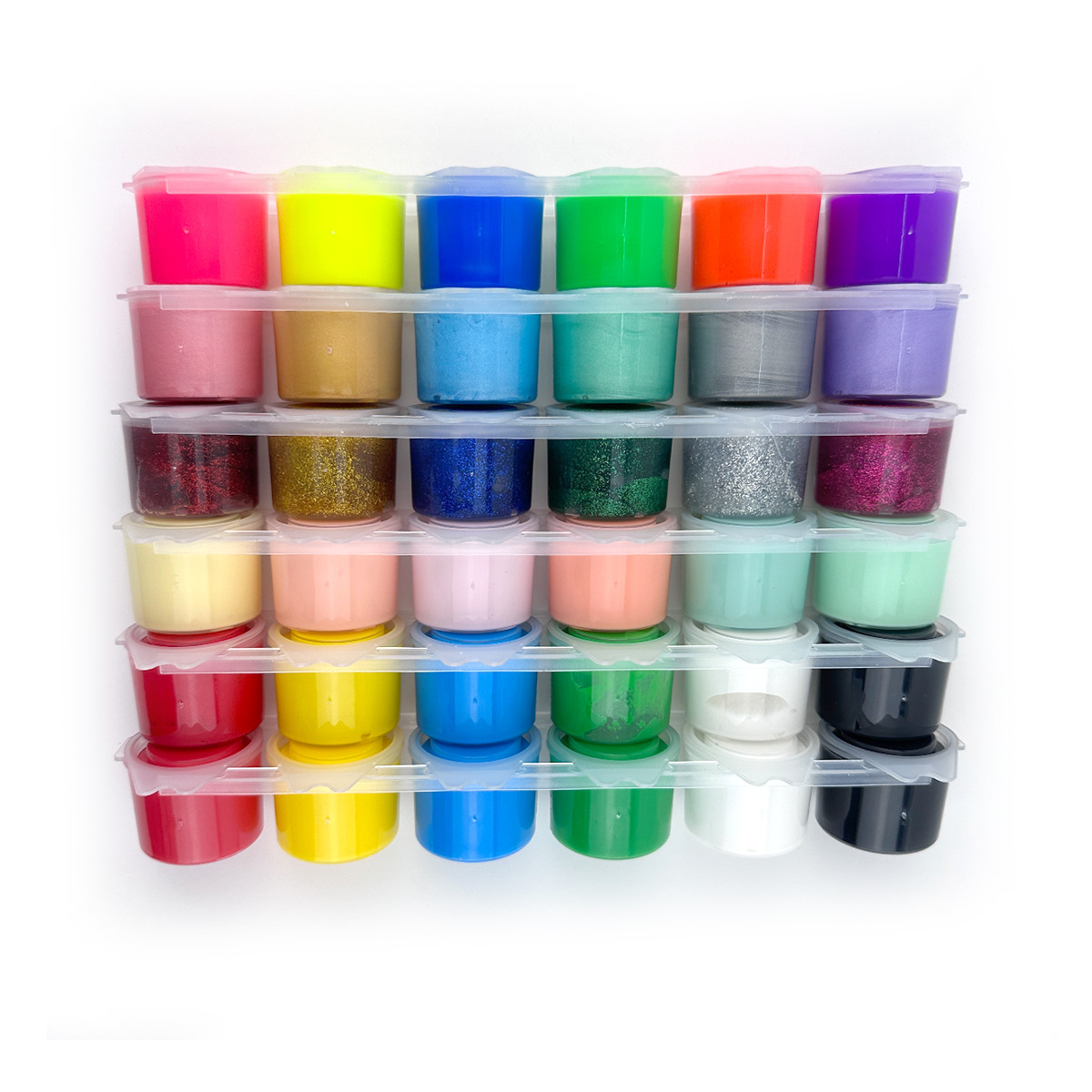 Cross-border 6-piece 15ml pearlescent glittering fluorescent macaron gouache watercolor painting paint Plaster doll paint Item Picture