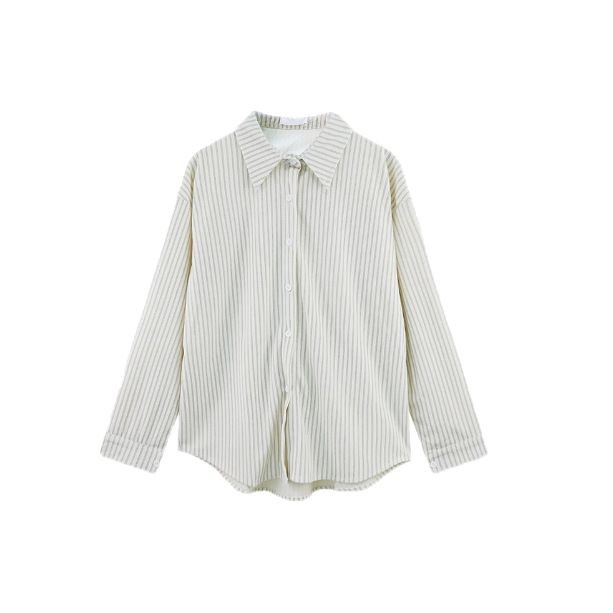 For spring and autumn, a Japanese-style retro cityboy long-sleeved shirt, a cool and stylish coat with a striped Hong Kong-style inner layer and a layered shirt Item Picture