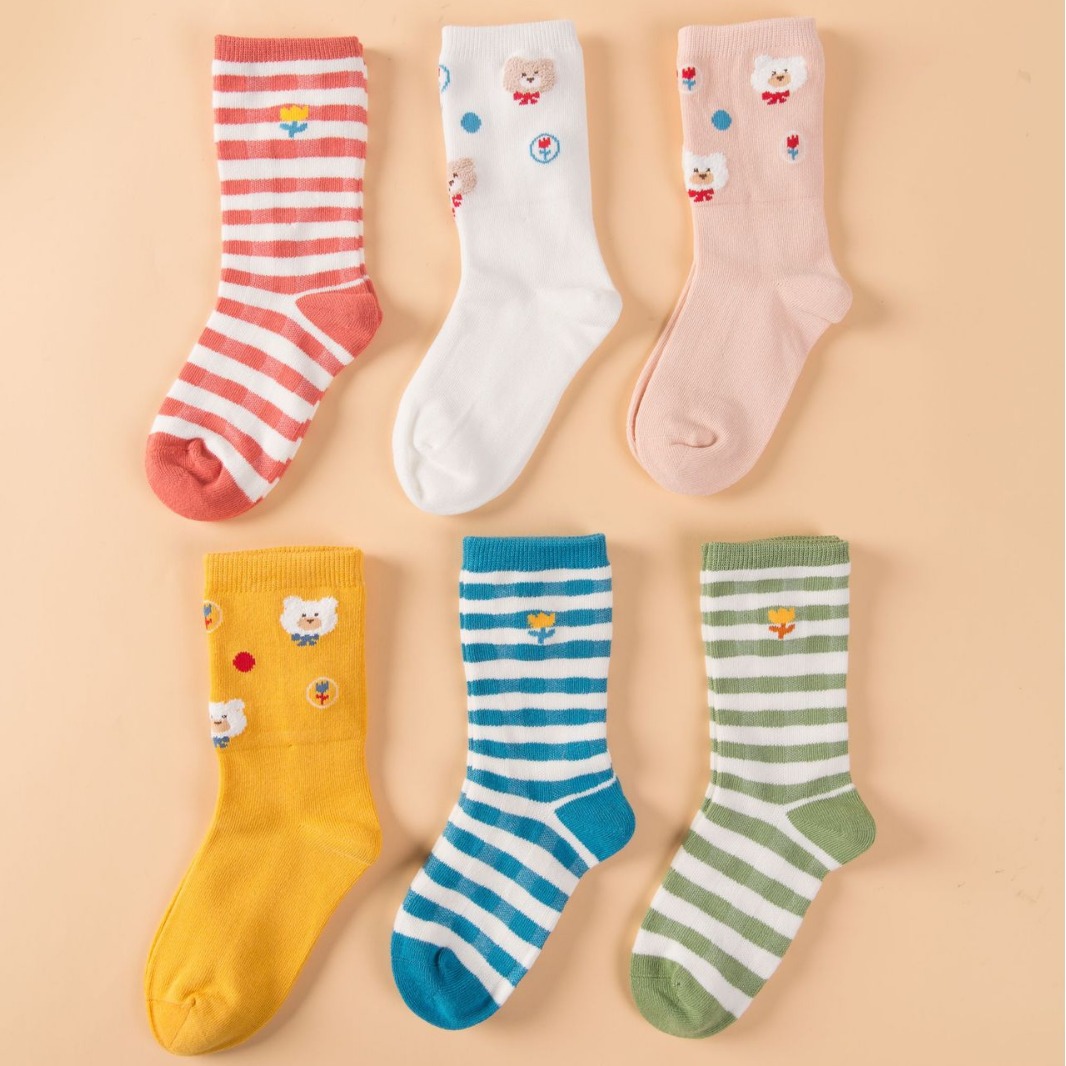 爱语柔品牌儿童袜秋冬中筒宝宝袜A类精梳棉吸汗透气无骨男女童袜产品图