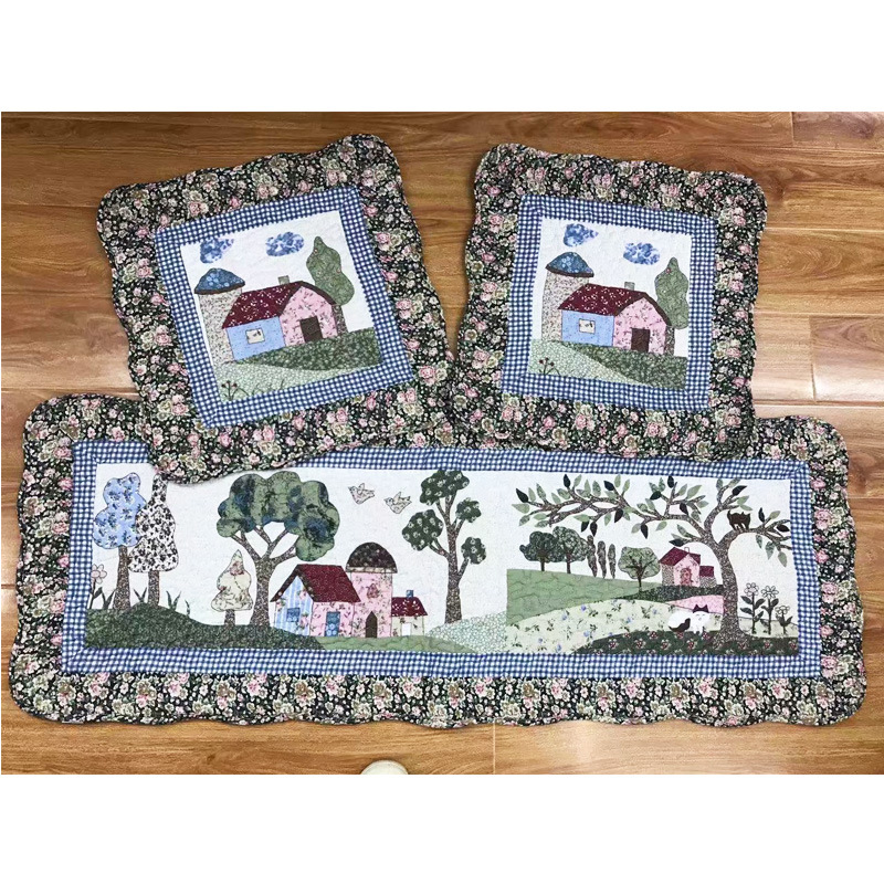 A simple and anti-slip car cushion without a backrest, three-piece set, single-piece cotton fabric seat cushion with ventilation and breathability details Picture