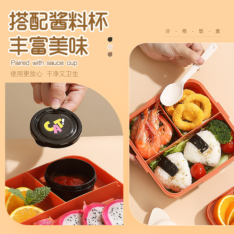 Cute and adorable kitten fruit salad box, lunch box, outdoor picnic compartments, student campus lunch box Application Scenario