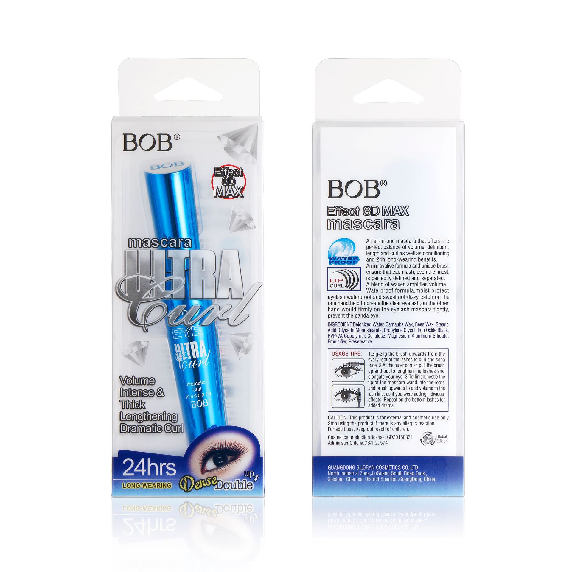 Cross-border exclusive bob Three-dimensional curling mascara: Thick, non-smudge, slender, waterproof and long-lasting black base cream Item Picture