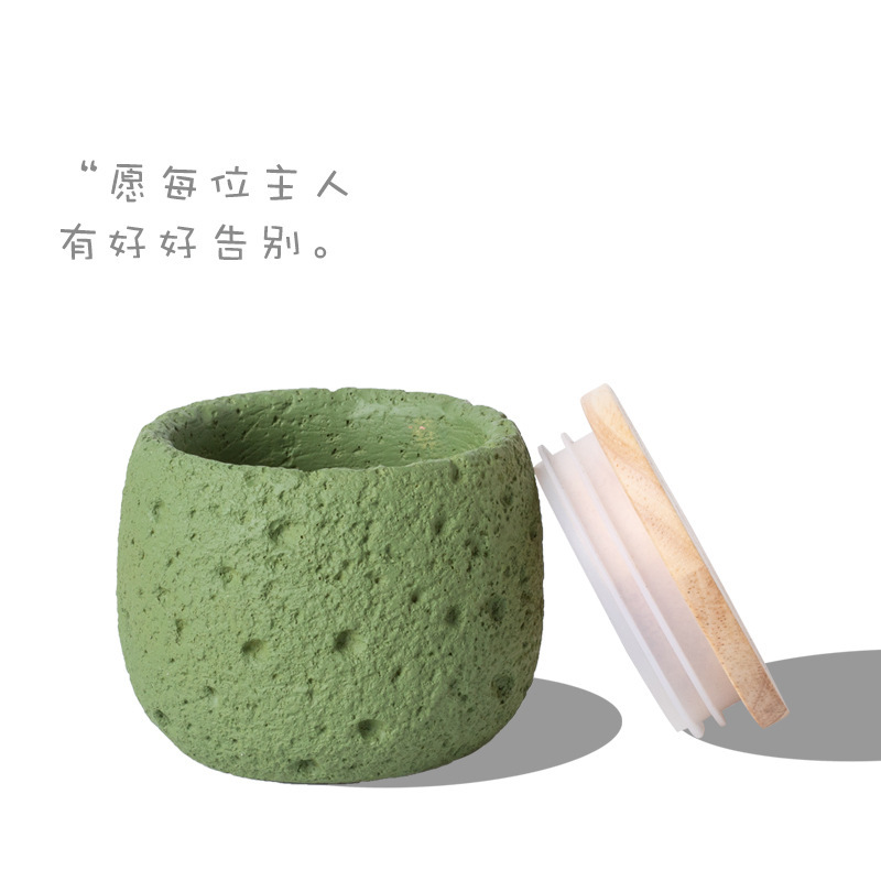 Pet funeral products: Ceramic urn for pets, six colors, wooden lid, texture design, pet urn for ashes, pet funeral products Application Scenario