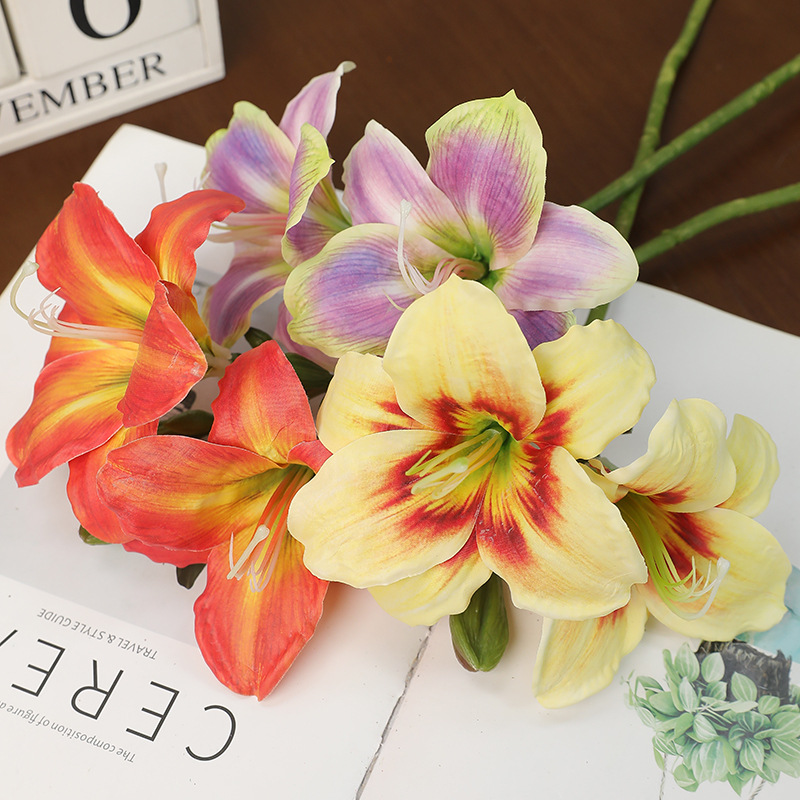New faux single-stem 2-head orchid, Amaryllis, diy hand-held bouquets, flower arrangements, and decorative materials for home and hotel dining tables Application Scenario