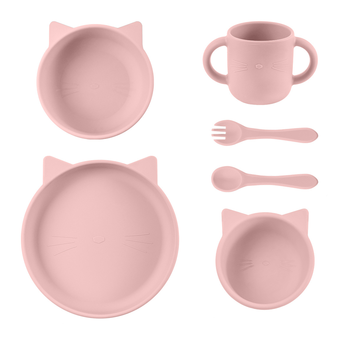 儿童餐具喂养套装婴儿宝宝防摔辅食碗餐盘勺叉子硅胶餐盘十件套详情图1