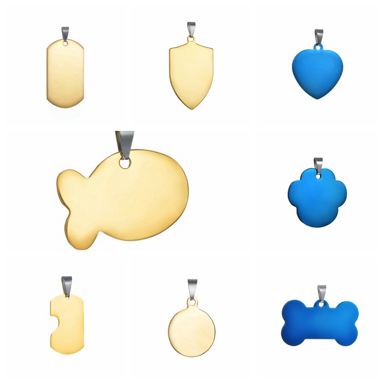 跨境货源 真空电镀不锈钢军牌狗牌吊牌激光雕刻 logo定制吊坠批发