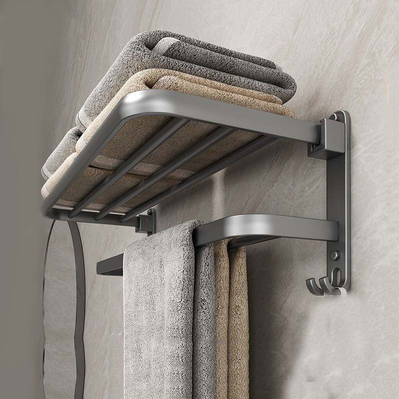 Bathroom storage rack, perforation-free space aluminum towel rack, toilet and bathroom storage, bath towel rack, bathroom hardware hangers details Picture