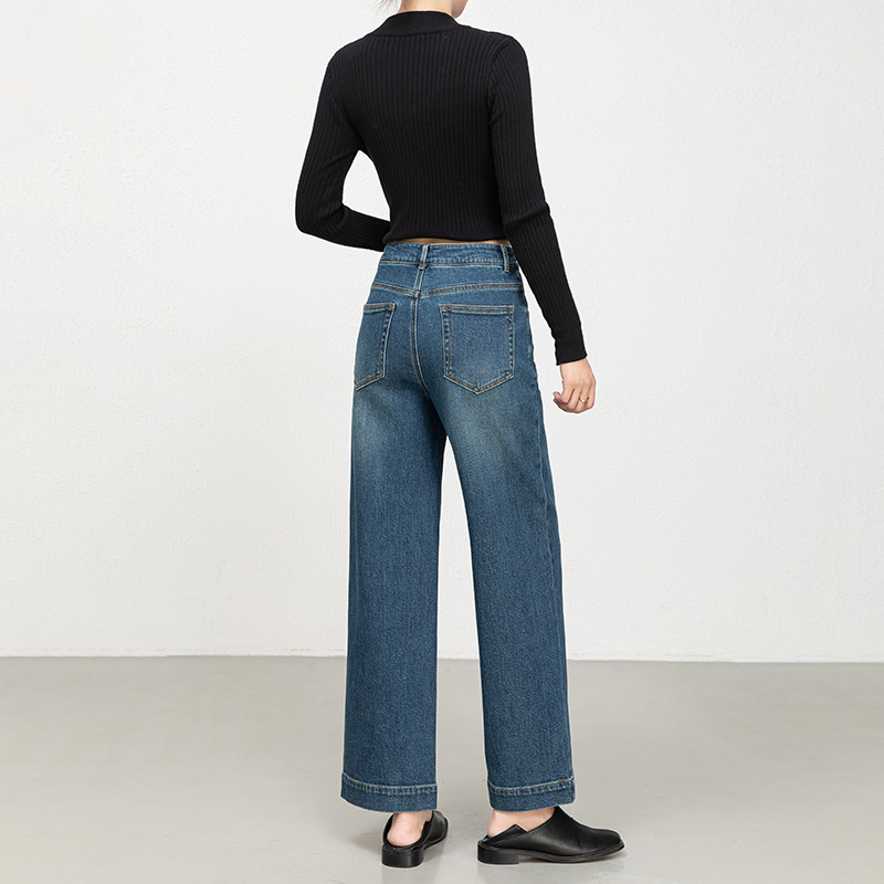 Hua Qianban's 2025 autumn new high-waisted straight-leg denim 9-inch pants, Korean style fashionable narrow wide-leg trousers, 8200 Application Scenario