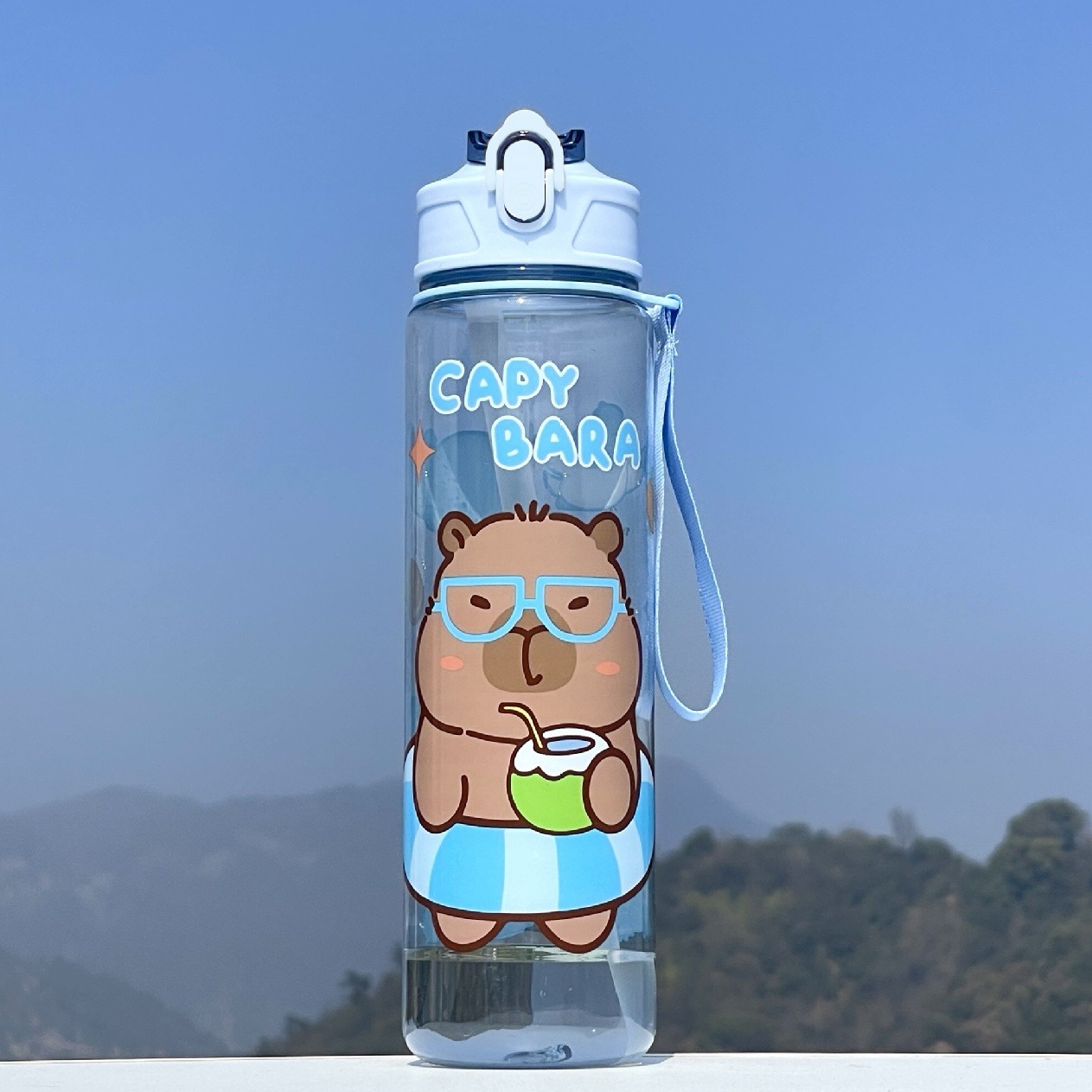 2025 New cross-border wholesale cute cartoon pattern Kapipala plastic cup, high appearance level with straw space cup Application Scenario