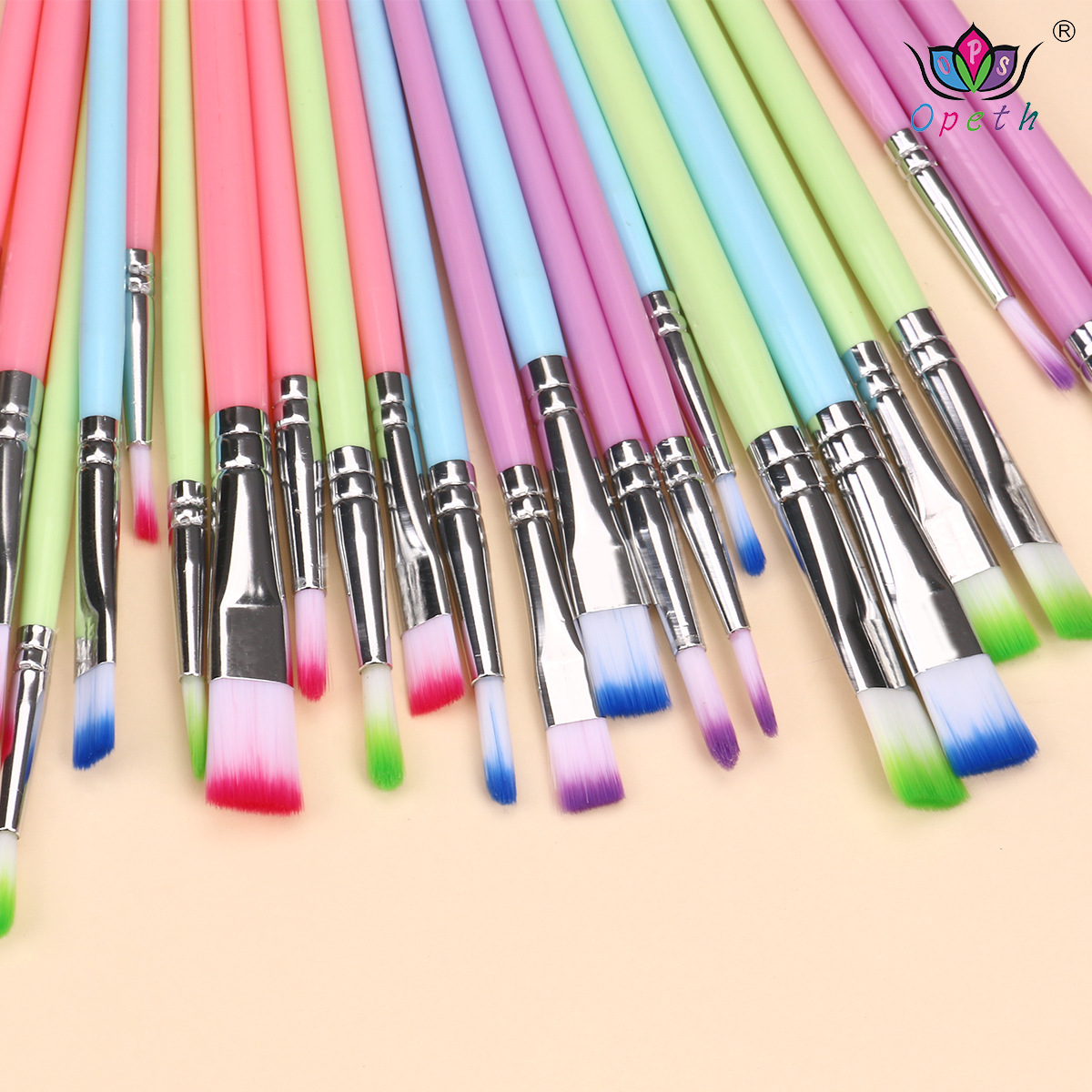 Cross-border nylon wool macaron color series brush set of 6 colored plastic painting brushes, special brushes for art Specification image