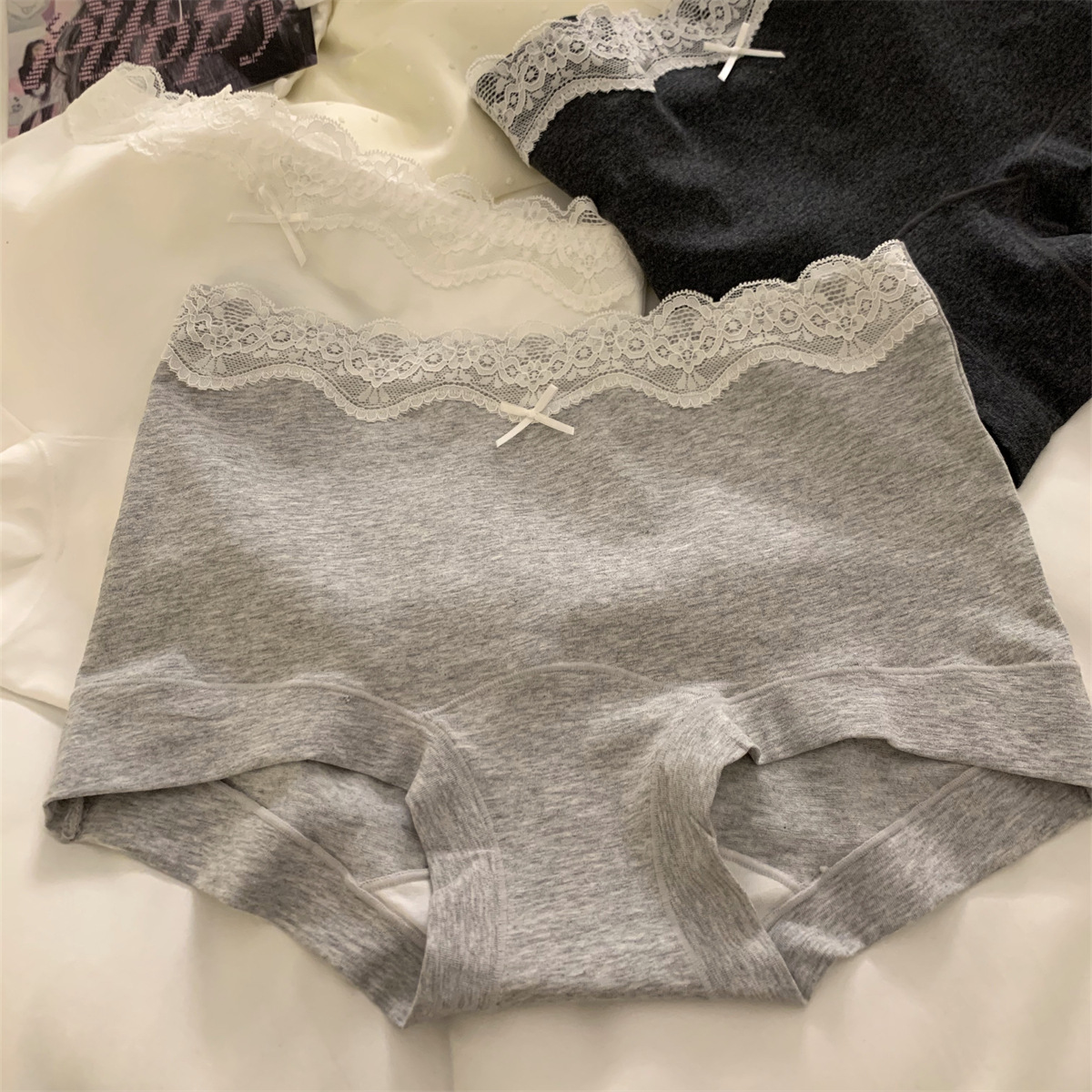 纯欲芭蕾风可爱甜美性感纯棉少女中腰包臀内裤抑菌加长裆三角裤女士内衣详情2