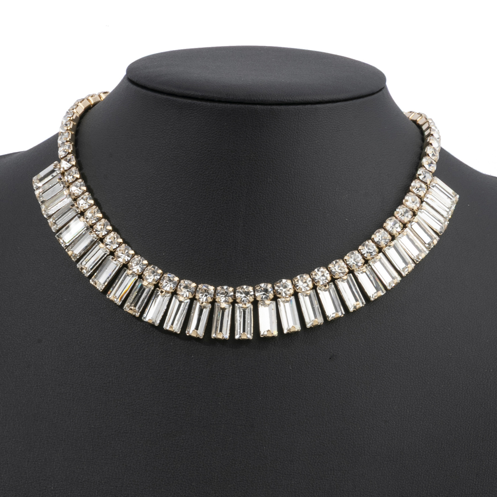 Exquisite square rhinestone necklace, exaggerated collarbone chain, cross-border European and American single-layer row diamond trendy InS-style necklace jewelry details Picture