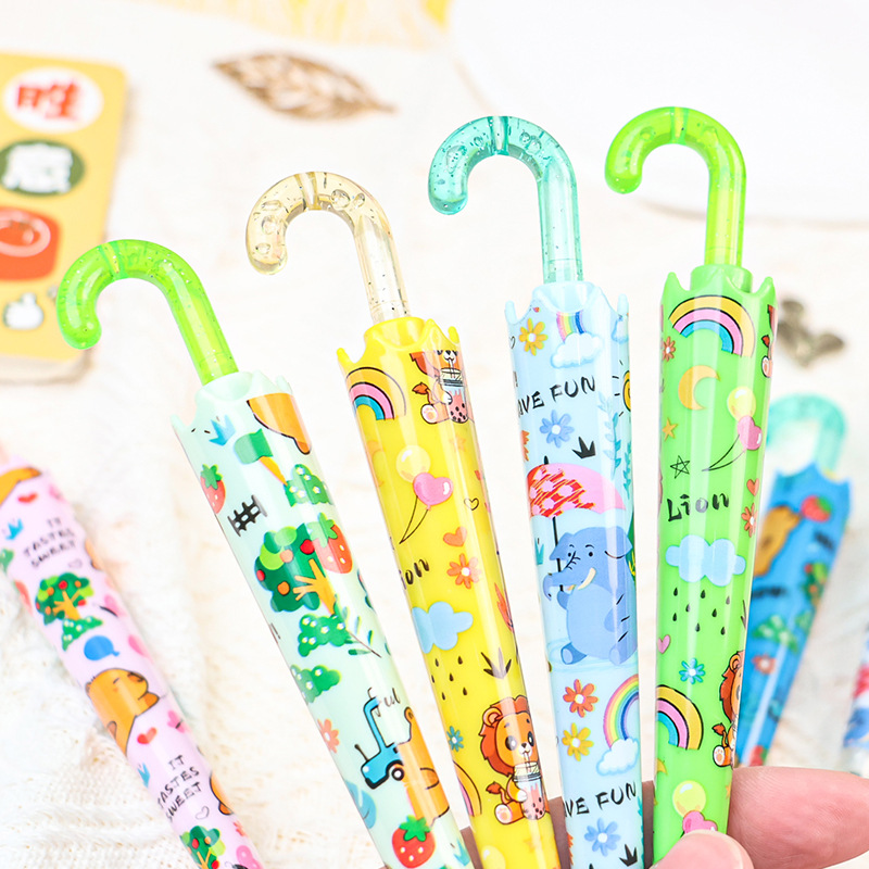Creative umbrella, fresh and cute cartoon transparent gel pen, high personality, high appearance level, student stationery, problem-solving signature pen details Picture