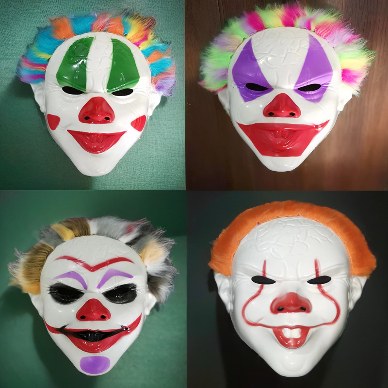 新款小丑面具万圣派对搞笑装扮舞会道具全脸恐怖回魂小丑面具批发
