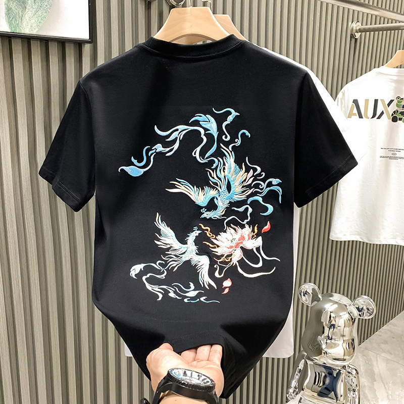 The new summer collection of Chinese trend short-sleeved T-shirts for men with round collars and half sleeves is a trendy choice for young people details Picture