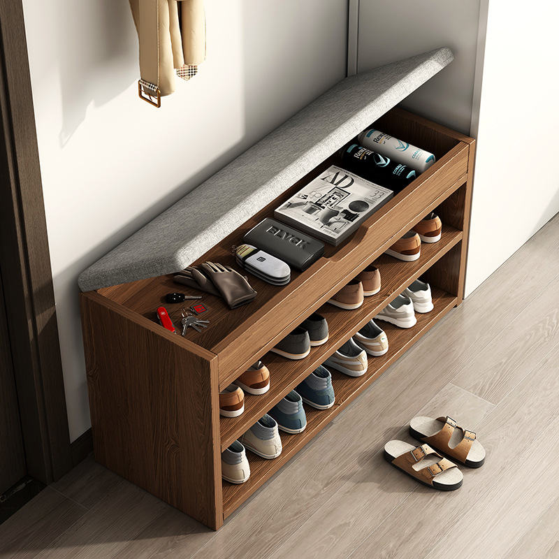 The shoe-changing stool with a flip cover is simple and modern. There is a boot storage stool at the doorstep, a storage stool, a sitting shoe-wearing stool, and a low stool