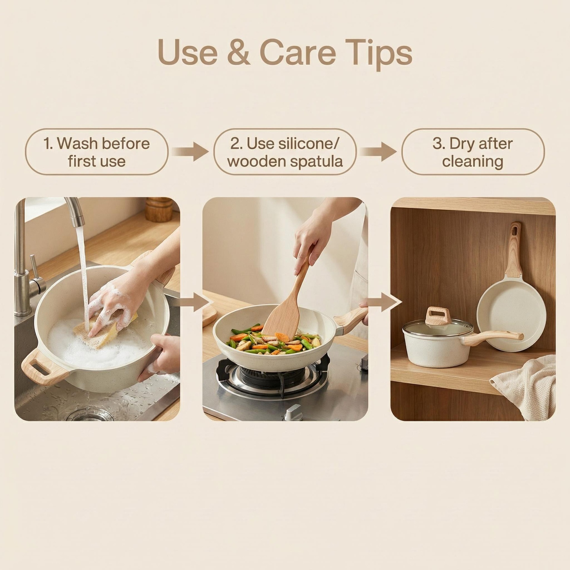 Frying pan set, tourmaline non-stick set, granite cookware, non-stick five-piece set, wok, soup pot, small milk pot Specification image