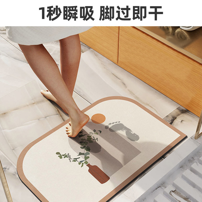 Cross-border diatom mud soft pad absorbent pad, bathroom and kitchen anti-slip quick-drying foot pad, toilet door, bathroom carpet, door pad details Picture